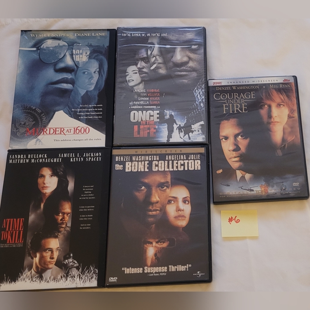 5 DVD'S. Bone collector, time 2 kill, murder @ 1600,courage under fire LOT